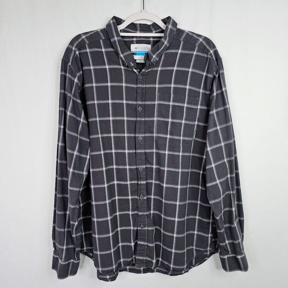 Men's COLUMBIA Button Up Down Shirt Cotton Long Sleeve GRAY PLAID size XL Casual - Picture 2 of 6
